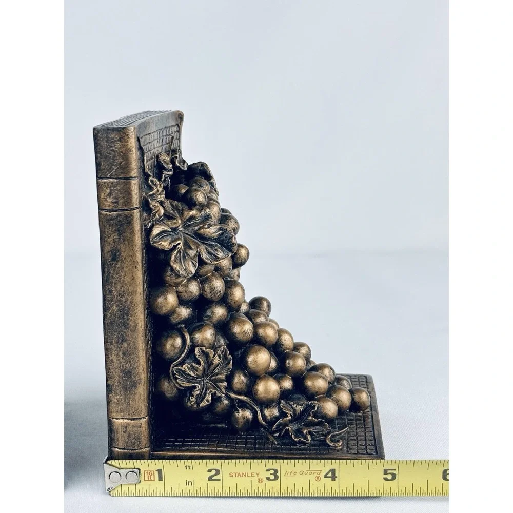 Vintage Heavy Resin Grape Vine Wine Decor Staging Book Ends - MCM Retro